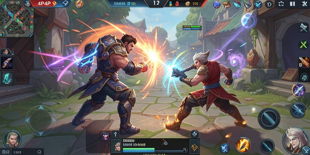 Tangkapan layar gameplay seru di dalam 4P4P, menampilkan pertarungan tim yang dinamis.