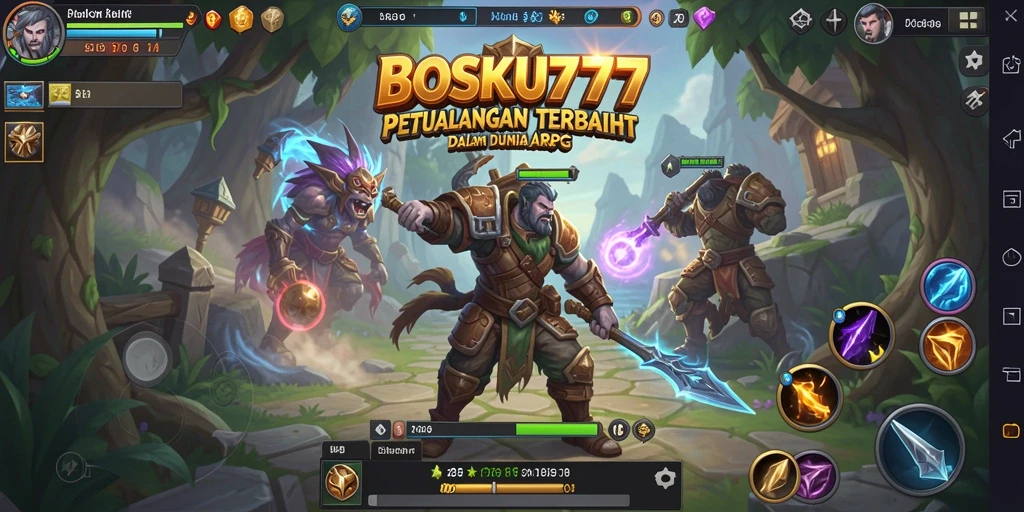 Screenshot gameplay BOSKU777 yang menampilkan pertempuran epik di dunia ARPG.