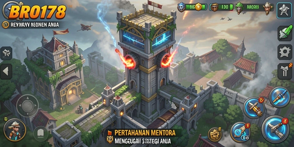 Tangkapan layar BRO178 menampilkan aksi seru dalam permainan Tower Defense.