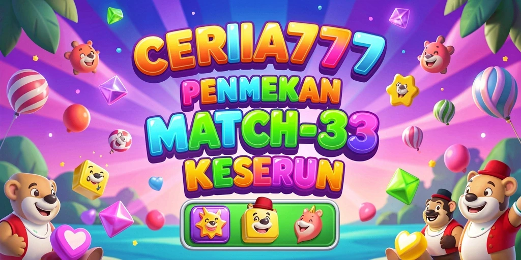 Screenshot gameplay CERIA777 menunjukkan pengalaman Match-3 yang seru.