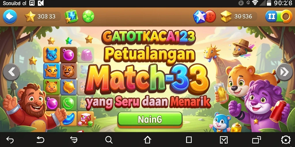 Gameplay seru GATOTKACA123 dengan warna-warni batu permata.