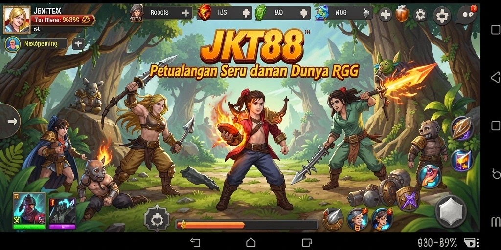Tampilan gameplay JKT88 yang seru dengan pertarungan RPG yang mendebarkan.