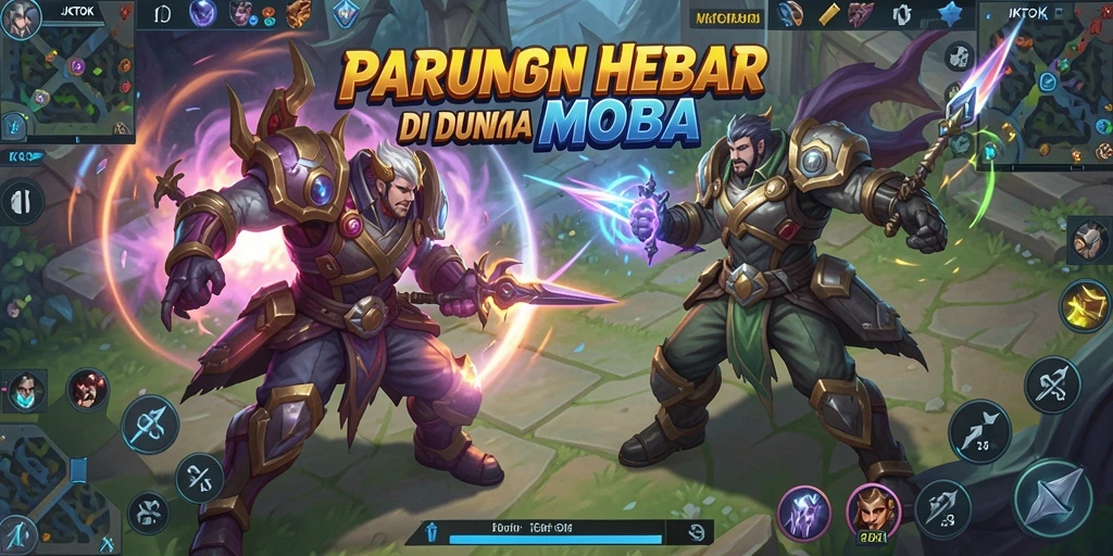 Aksi seru gameplay JKTOK dalam pertempuran MOBA.