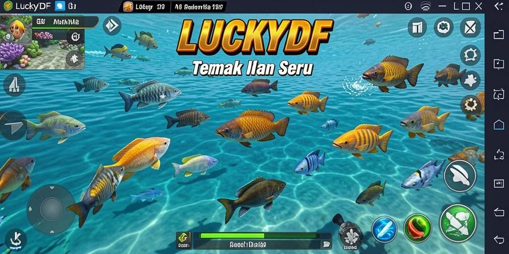 Screenshot gameplay LUCKYDF yang menunjukkan momen seru dalam menembak ikan.