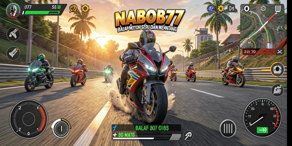 Gameplay seru dalam balapan motor yang menegangkan.