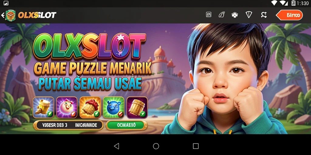 Screenshot utama OLXSLOT menampilkan gameplay Puzzle yang seru dan penuh warna.