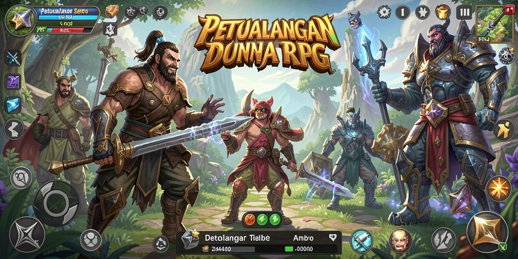 Screenshot gameplay PAKARJP yang menampilkan pertarungan epik dalam RPG.