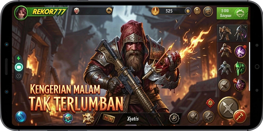Tampilan gameplay <strong>REKOR777</strong> yang menyeramkan, menampilkan aksi menegangkan di kegelapan.