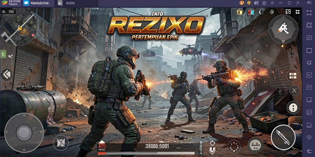 Tampilan permainan FPS yang mendebarkan dan penuh aksi dari REZIXO.