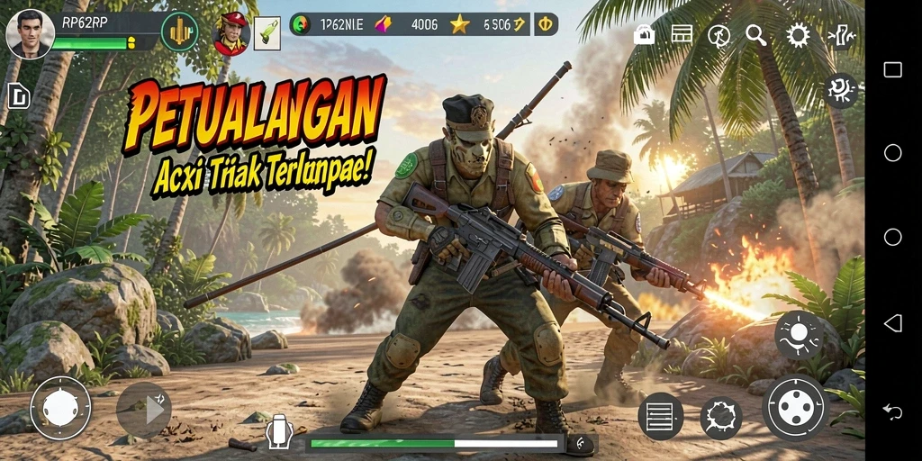 Screenshot gameplay RP62RP yang menampilkan aksi pertarungan seru.
